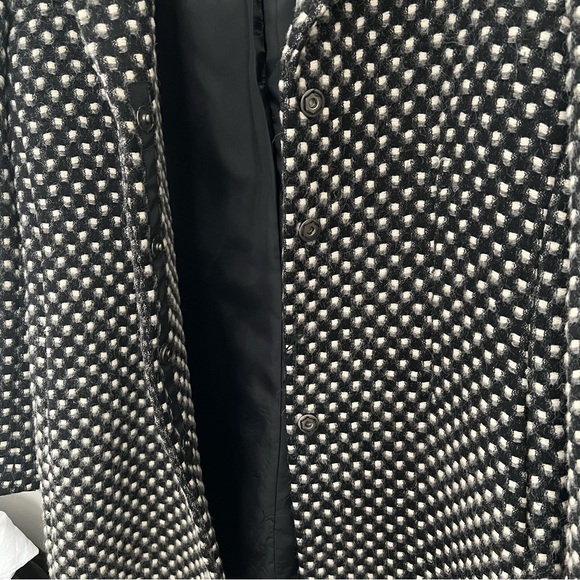 ELIE TAHARI - Alpaca Wool Blend Black & Gray Mid Length Double Breast Coat Large - Picture 4 of 8